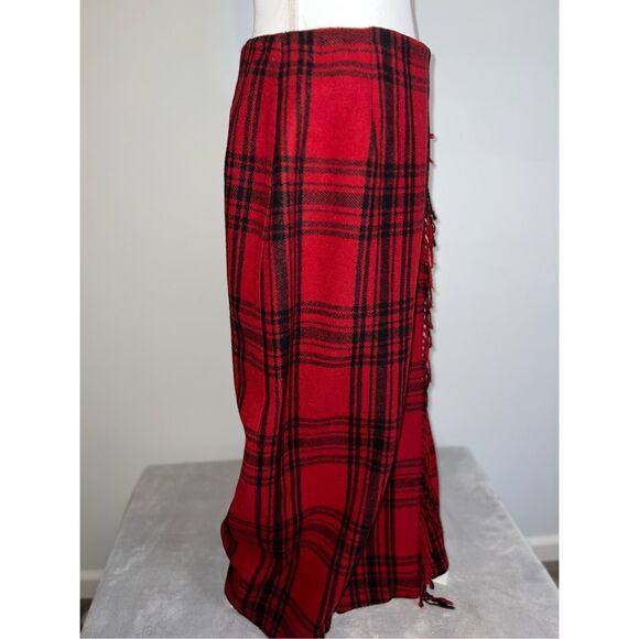 Women’s Vintage Red Plaid Maxi Skirt 10P - Picture 2 of 7